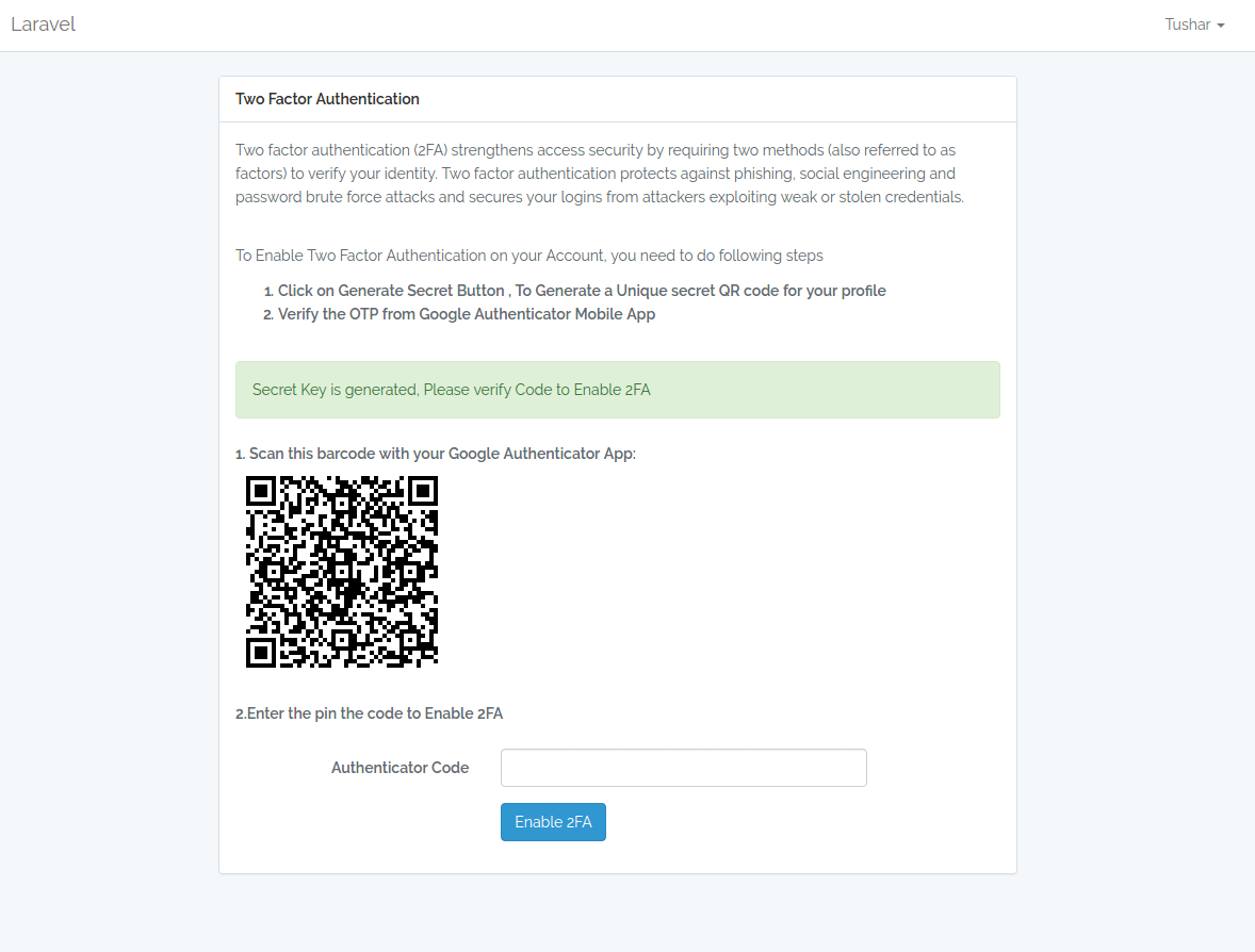 2FA-Laravel-Step2