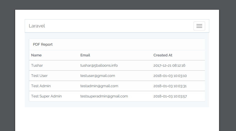 Generating PDF Laravel 