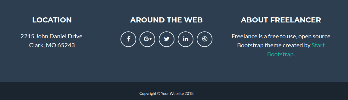 Bootstrap Freelancer Footer Section