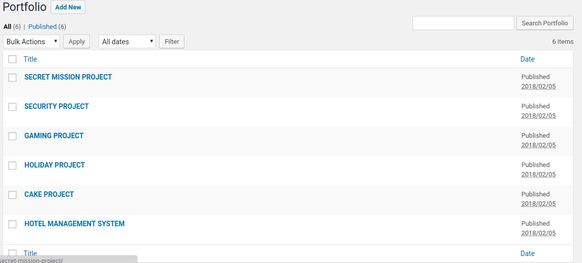 all portfolio wordpress post type