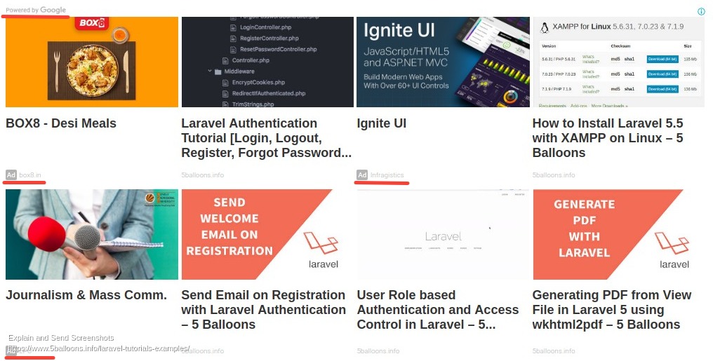 Matched Content from Google Adsense Example