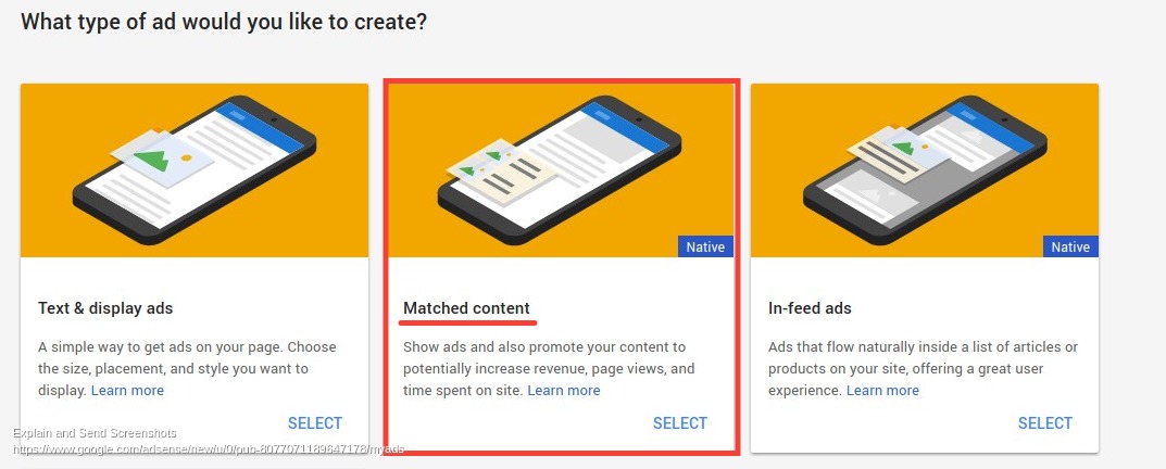 Matched Content Ad Unit Choose