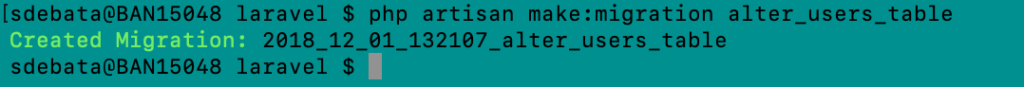 php artisan make:migration