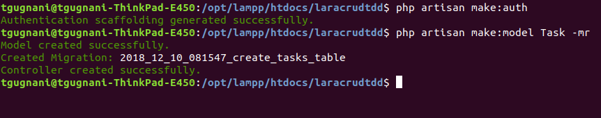 make model and make auth laravel