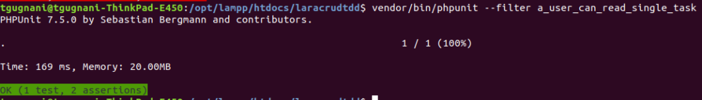 second test laravel tdd green