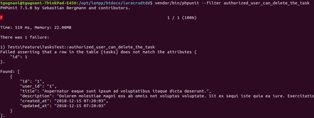 delete task test fail