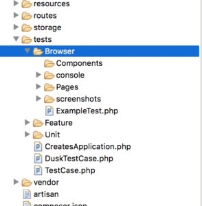 laravel dusk browser directory
