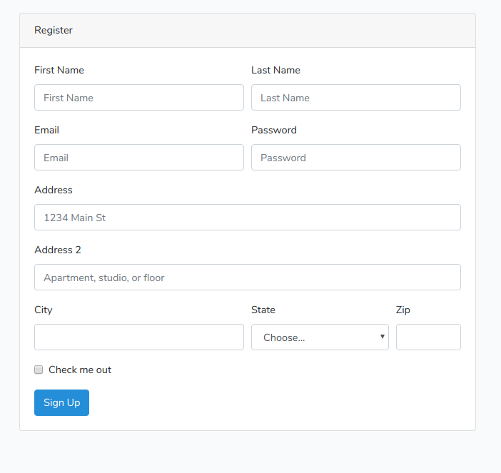 registration form laravel dusk