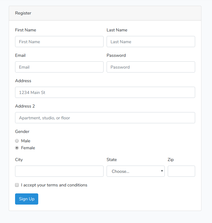 laravel dusk form example