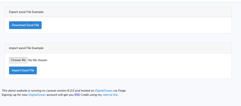 export and import excel file in Laravel