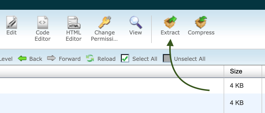 Extract option File Manager siteGround