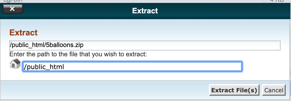 extract to public_html
