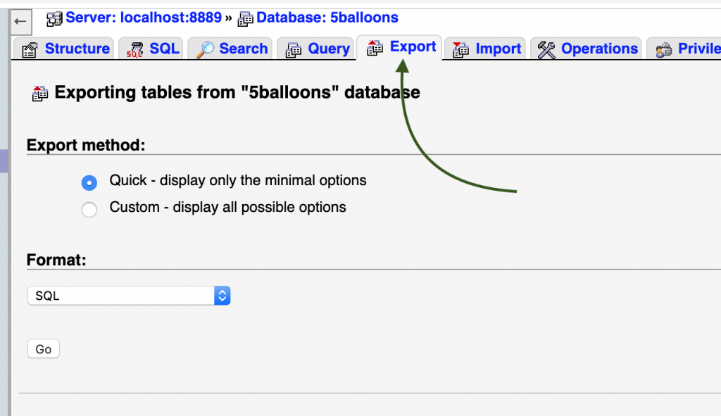 export database from phpmyadmin