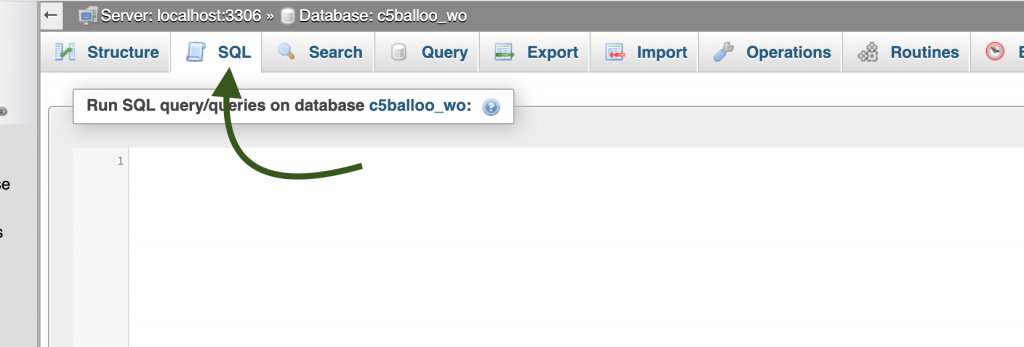 SQL Tab Phpmyadmin