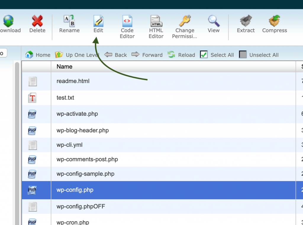 edit wp_config.php file siteGround