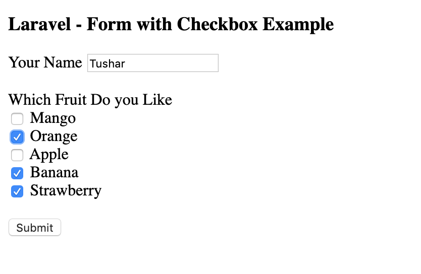 multiple checkbox laravel example