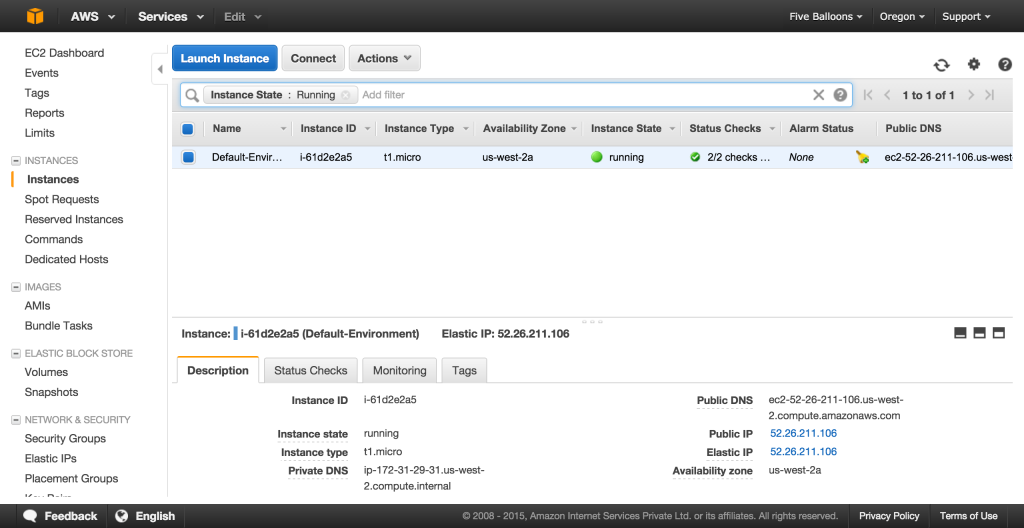 EC2 Management Console