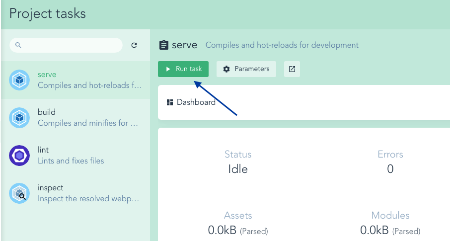 serve vue app from Vue UI