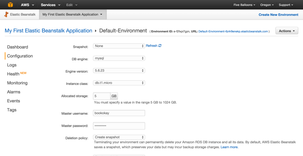 Default Environment Configuration