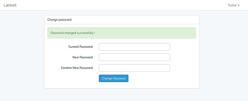 Change Password with existing Password validation Laravel